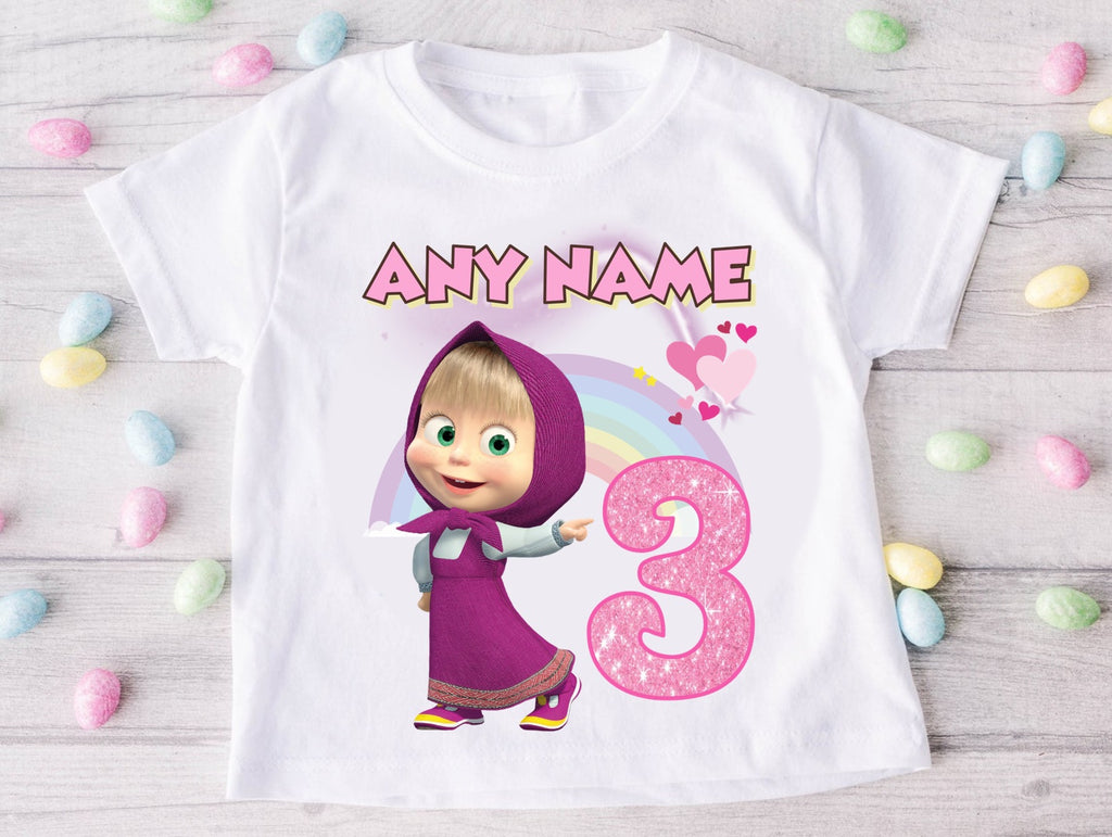 Masha Personalized Custom White Family T-Shirt or Onesie Pack Theme Cake Smash Birthday Party