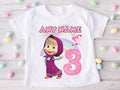Masha Personalized Custom White T-Shirt or Onesie Theme Cake Smash Birthday Party