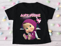 Masha Personalized Custom Black T-Shirt or Onesie Theme Cake Smash Party