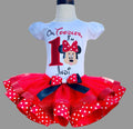 Minnie Mouse Face Red Bow Tutu Set Girls Personalized Custom Red Polka Dot Ribbon Sewn Trim Tutu Outfit Dress Theme Cake Smash Birthday Party
