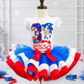 Sonic the Hedgehog Game Tutu Set Girls Personalized Custom White Blue White Red Ribbon Sewn Trim Tutu Outfit Dress Theme Cake Smash Birthday Party