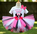 Minnie Mouse Pink Bow Tutu Set Girls Personalized Custom Black Hot Pink White Tutu Outfit Dress Theme Cake Smash Birthday Party