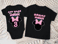 Minnie Mouse Pink Bow Personalized Custom Black Family T-Shirt or Onesie Pack Theme Cake Smash Birthday Party