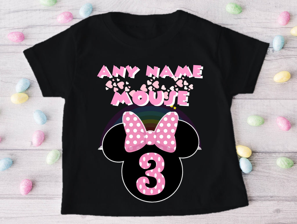 Minnie Mouse Pink Bow Personalized Custom Black Family T-Shirt or Onesie Pack Theme Cake Smash Birthday Party