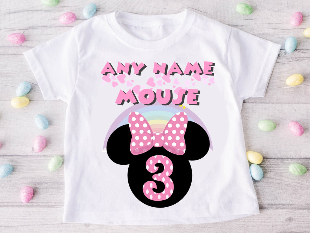 Minnie Mouse Pink Bow Personalized Custom White Family T-Shirt or Onesie Pack Theme Cake Smash Birthday Party