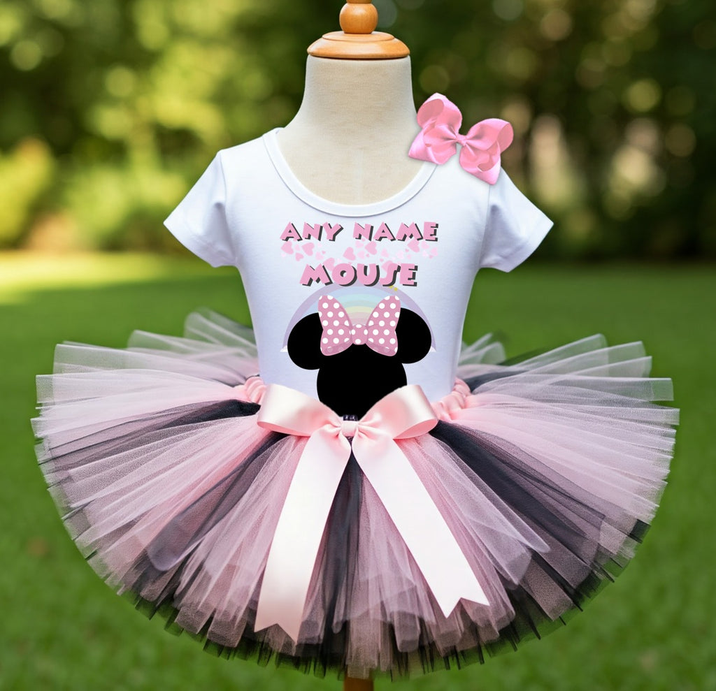 Minnie Mouse Pink Bow Tutu Set Girls Personalized Custom Black Pink Tutu Outfit Dress Theme Cake Smash Party
