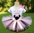 Minnie Mouse Pink Bow Tutu Set Girls Personalized Custom Black Pink Tutu Outfit Dress Theme Cake Smash Party