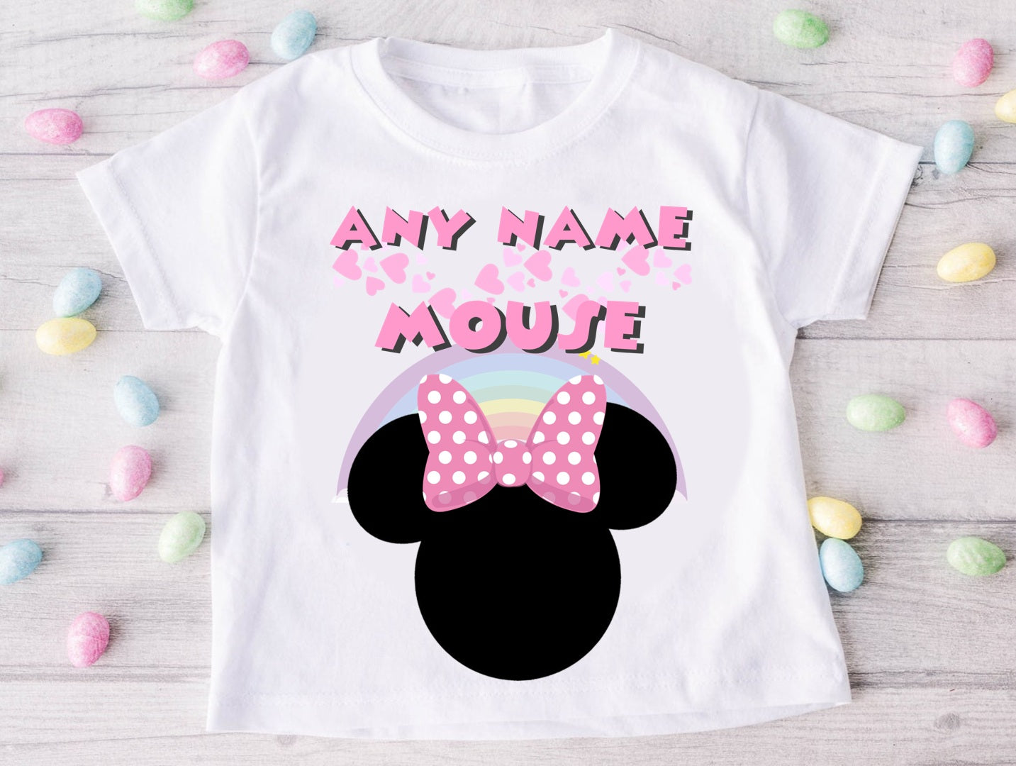 Minnie Mouse Pink Bow Personalized Custom White T-Shirt or Onesie Theme Cake Smash Party