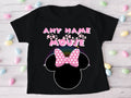 Minnie Mouse Pink Bow Personalized Custom Black T-Shirt or Onesie Theme Cake Smash Party