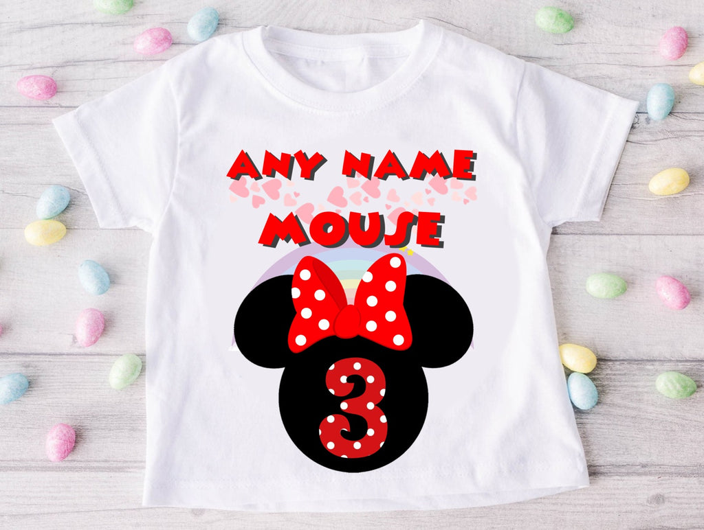 Minnie Mouse Red Bow Personalized Custom White Family T-Shirt or Onesie Pack Theme Cake Smash Birthday Party