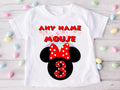 Minnie Mouse Red Bow Personalized Custom White T-Shirt or Onesie Theme Cake Smash Birthday Party