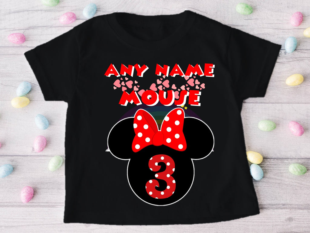 Minnie Mouse Red Bow Personalized Custom Black Family T-Shirt or Onesie Pack Theme Cake Smash Birthday Party