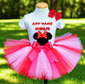 Minnie Mouse Red Bow Tutu Set Girls Personalized Custom Hot Pink Red Pink Tutu Outfit Dress Theme Cake Smash Party