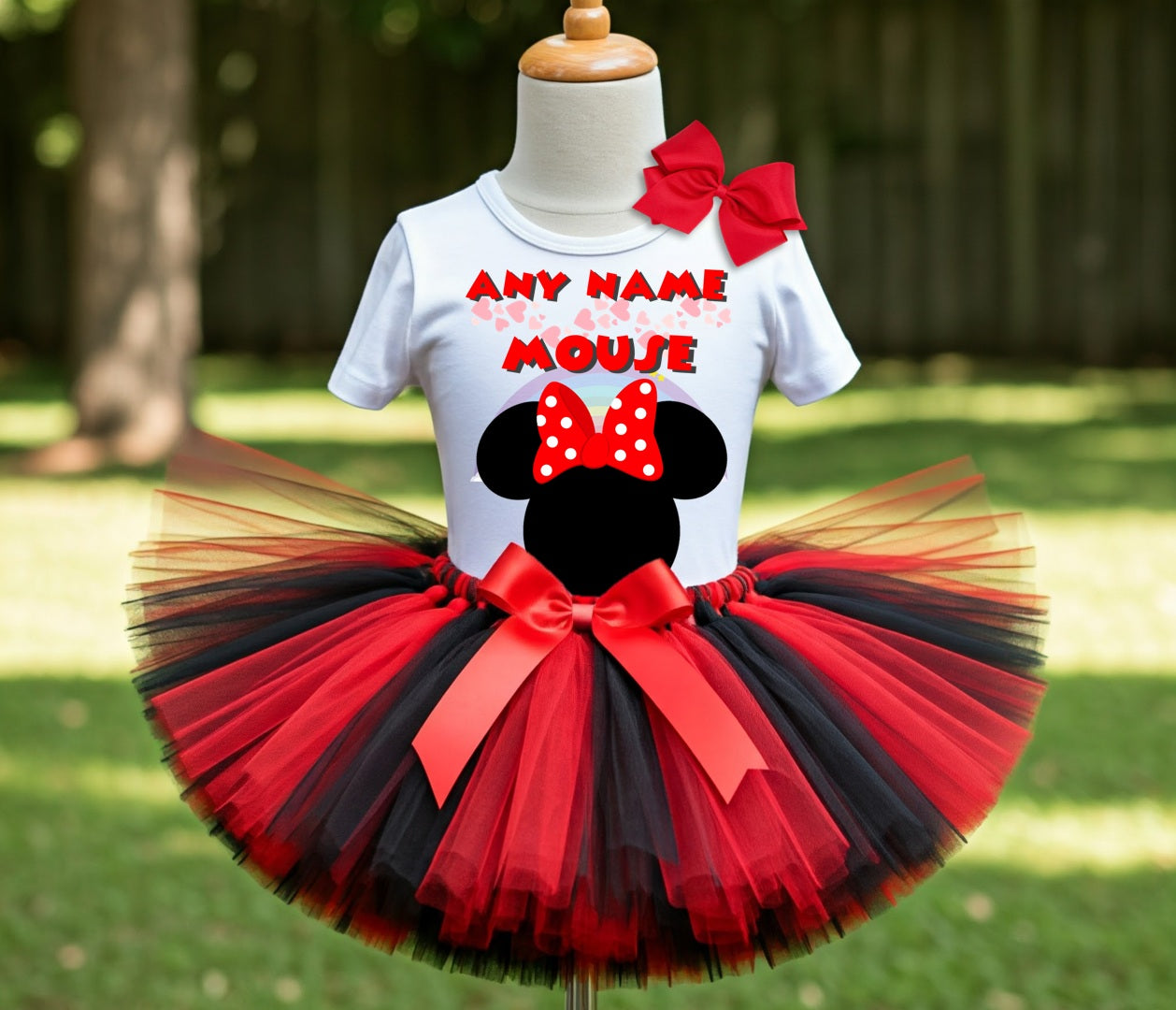 Minnie Mouse Red Bow Tutu Set Girls Personalized Custom Red Black Tutu Outfit Dress Theme Cake Smash Party