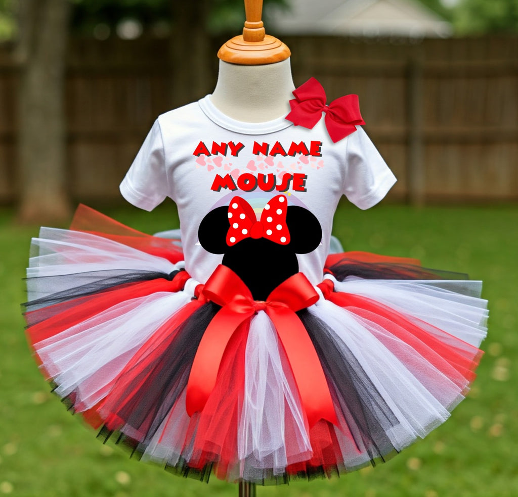 Minnie Mouse Red Bow Tutu Set Girls Personalized Custom Red Black White Tutu Outfit Dress Theme Cake Smash Party