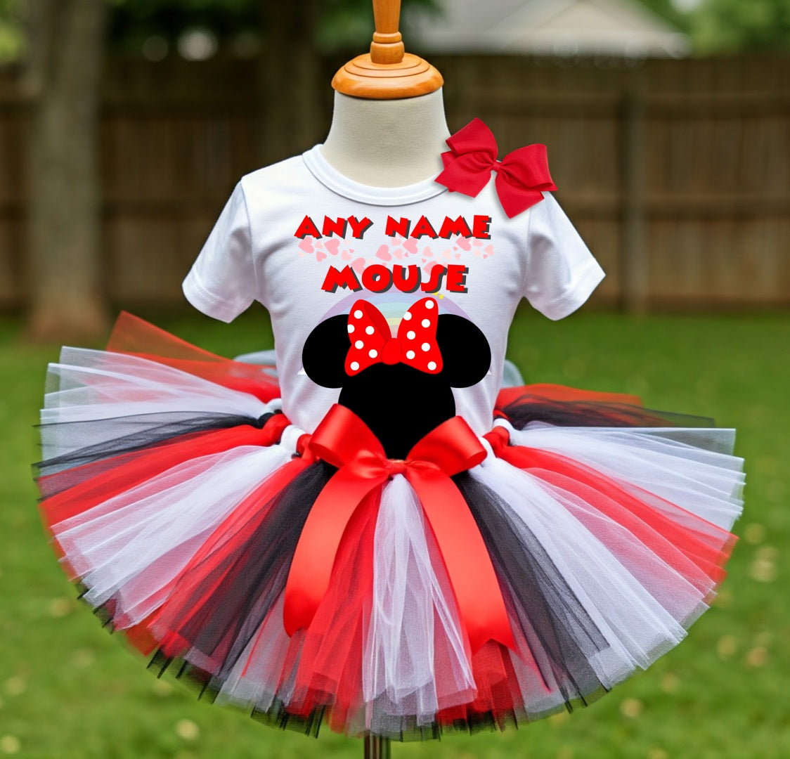 Minnie Mouse Red Bow Tutu Set Girls Personalized Custom Red Black White Tutu Outfit Dress Theme Cake Smash Party
