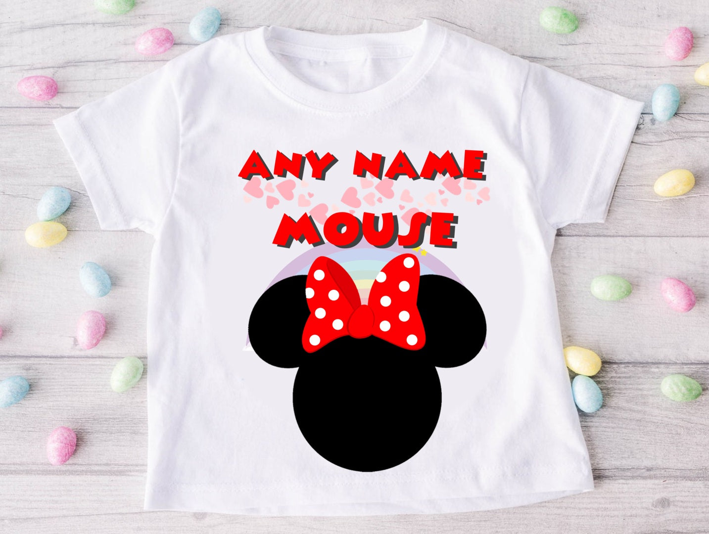 Minnie Mouse Red Bow Personalized Custom White T-Shirt or Onesie Theme Cake Smash Party