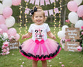 Minnie Mouse Tutu Set Girls Personalized Custom Pink Black Hot Pink Ribbon Trim Tutu Outfit Dress Theme Cake Smash Birthday Party