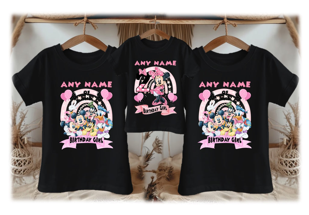 Minnie Mouse Personalized Custom Black Family T-Shirt or Onesie Pack Theme Cake Smash Birthday Party