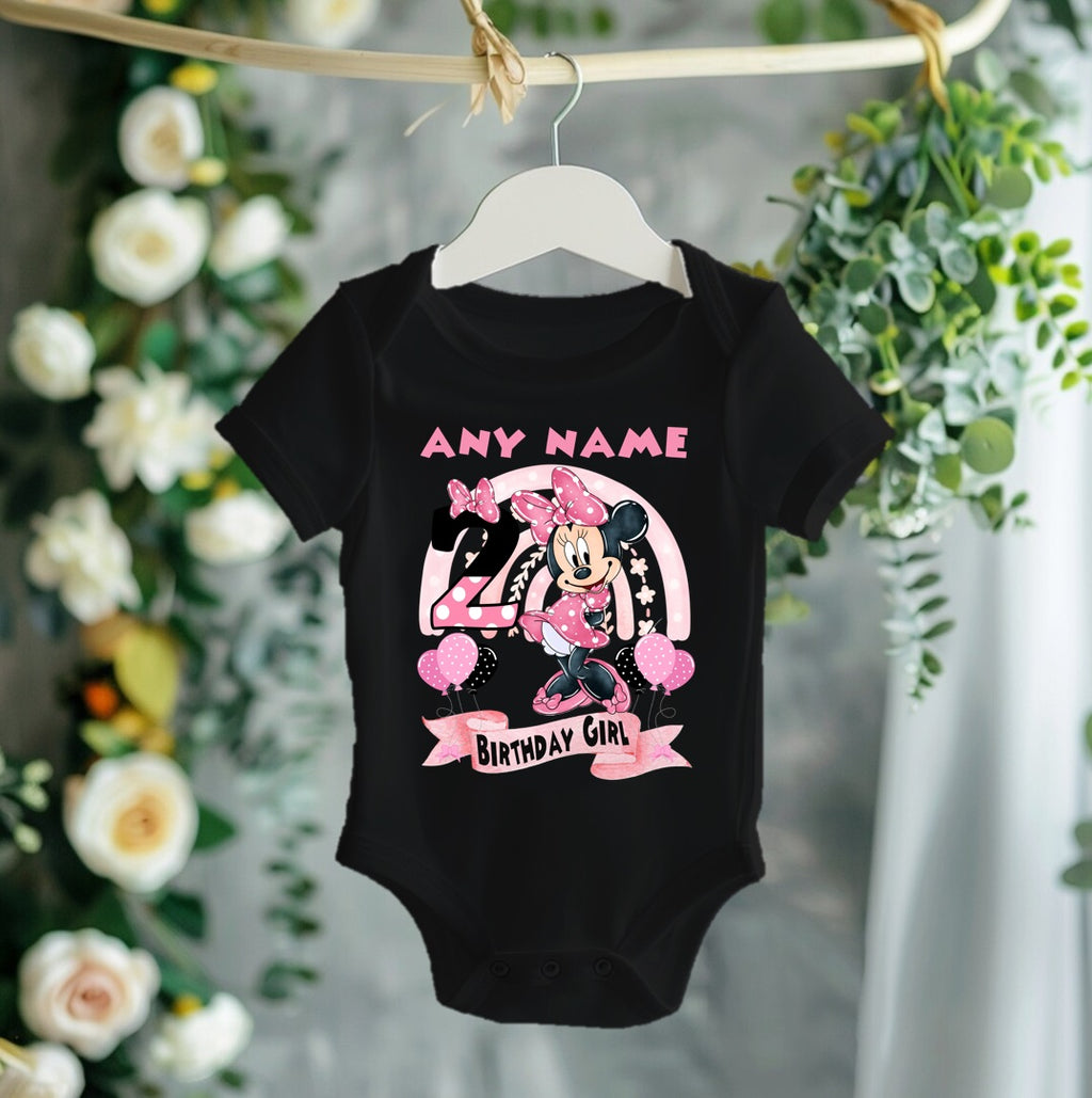 Minnie Mouse Personalized Custom Black Family T-Shirt or Onesie Pack Theme Cake Smash Birthday Party