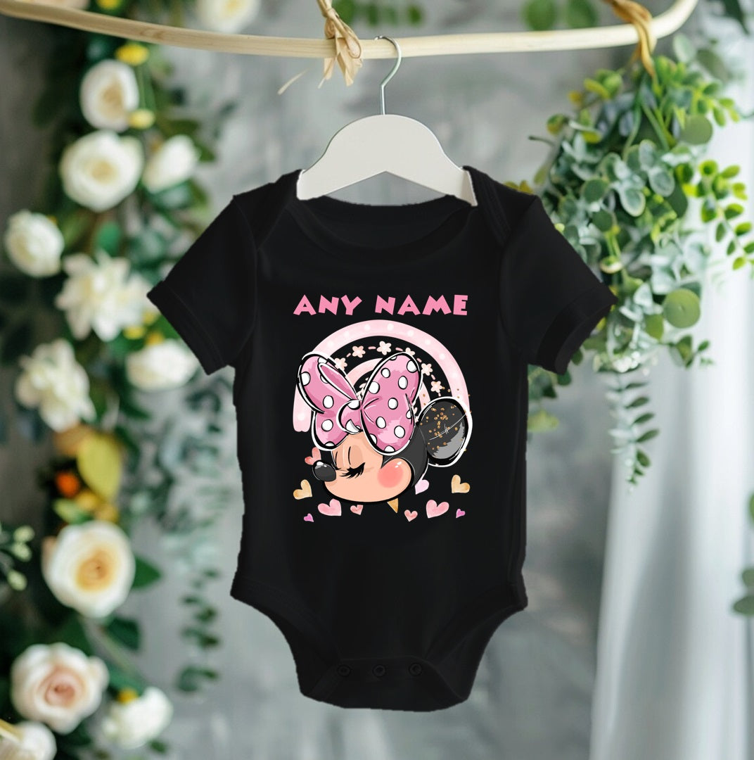 Minnie Mouse Personalized Custom Black T-Shirt or Onesie Theme Cake Smash Party