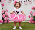 Minnie Mouse Ears Pink Bow Tutu Set Girls Personalized Custom Hot Pink Soft Pink Knots Tutu Outfit Dress Theme Cake Smash Birthday Party