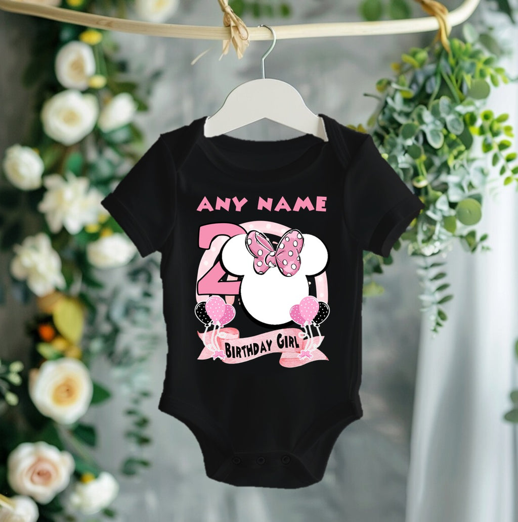 Minnie Mouse Ears Pink Bow Personalized Custom Black Family T-Shirt or Onesie Pack Theme Cake Smash Birthday Party