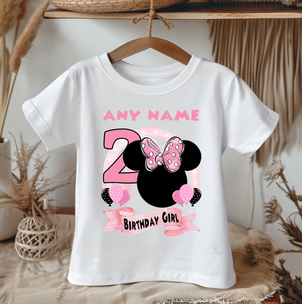 Minnie Mouse Ears Pink Bow Personalized Custom White Family T-Shirt or Onesie Pack Theme Cake Smash Birthday Party