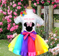 Minnie Mouse Ears Pink Bow Tutu Set Girls Personalized Custom Rainbow Ribbon Tutu Outfit Dress Theme Cake Smash Party