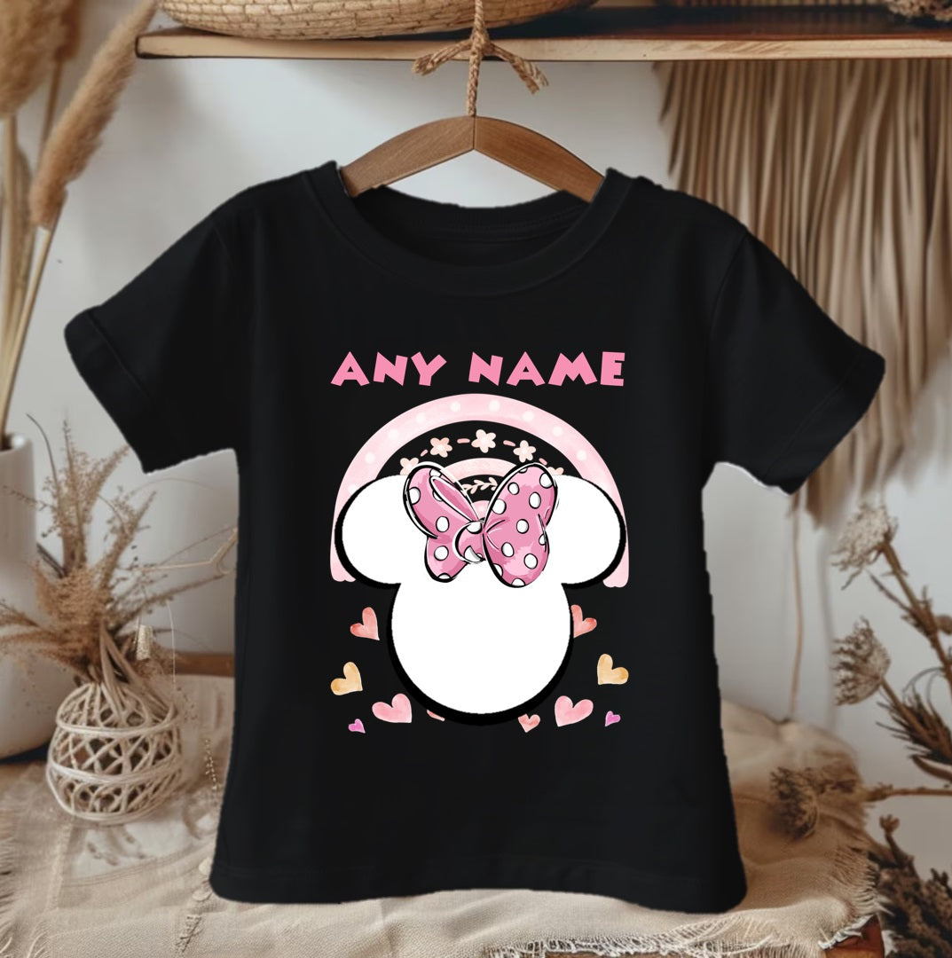 Minnie Mouse Ears Pink Bow Personalized Custom Black T-Shirt or Onesie Theme Cake Smash Party