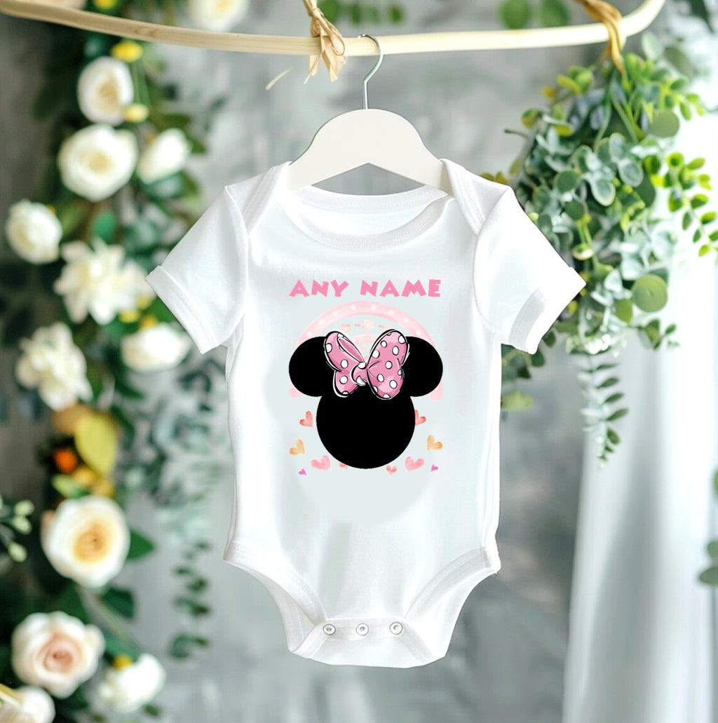 Minnie Mouse Ears Pink Bow Tutu Set Girls Personalized Custom Rainbow Ribbon Tutu Outfit Dress Theme Cake Smash Party