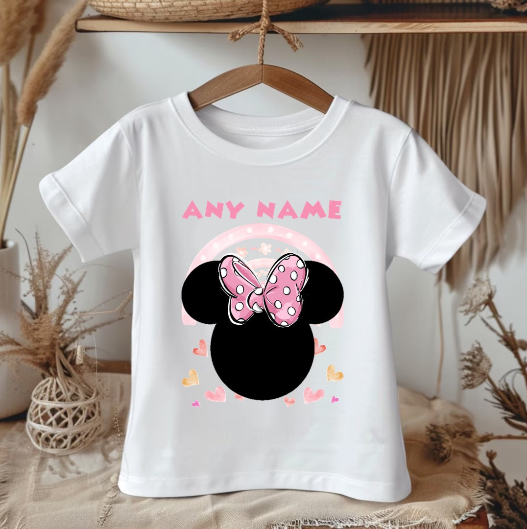 Minnie Mouse Ears Pink Bow Tutu Set Girls Personalized Custom Rainbow Ribbon Tutu Outfit Dress Theme Cake Smash Party