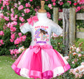 Monsters Inc Boo Tutu Set Girls Personalized Custom Hot Pink White Pink Ribbon Tutu Outfit Dress Theme Cake Smash Birthday Party