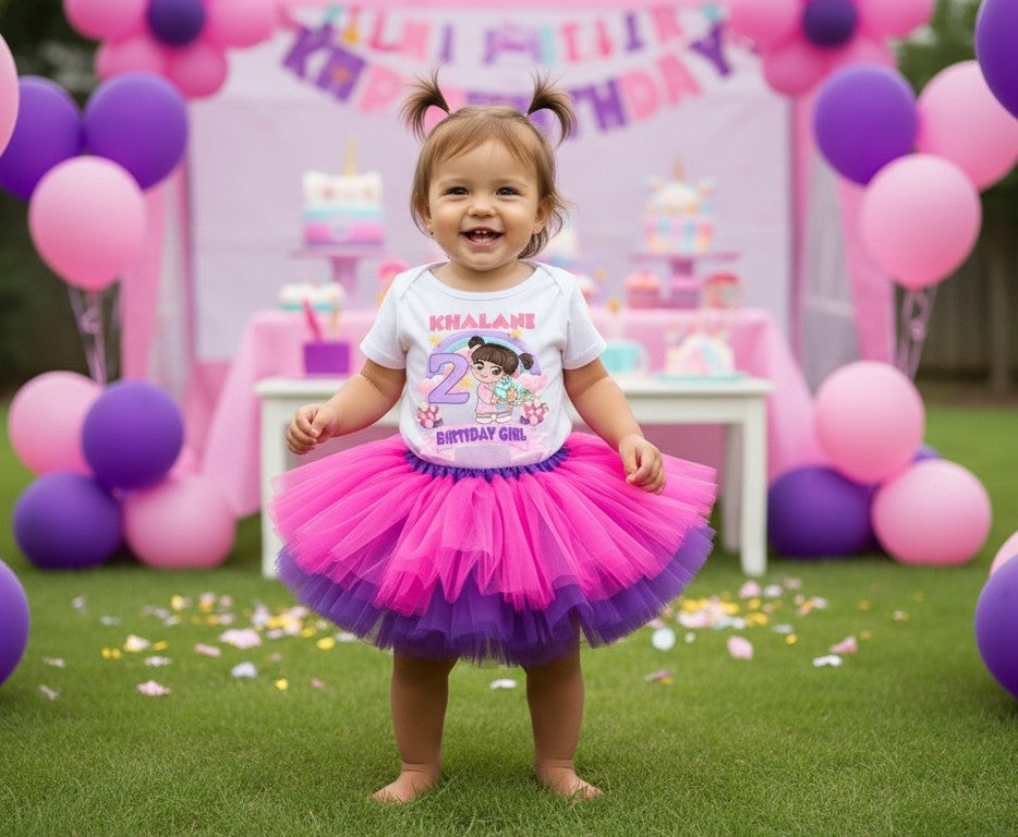 Monsters Inc Boo Tutu Set Girls Personalized Custom Hot Pink Purple Tutu Outfit Dress Theme Cake Smash Birthday Party