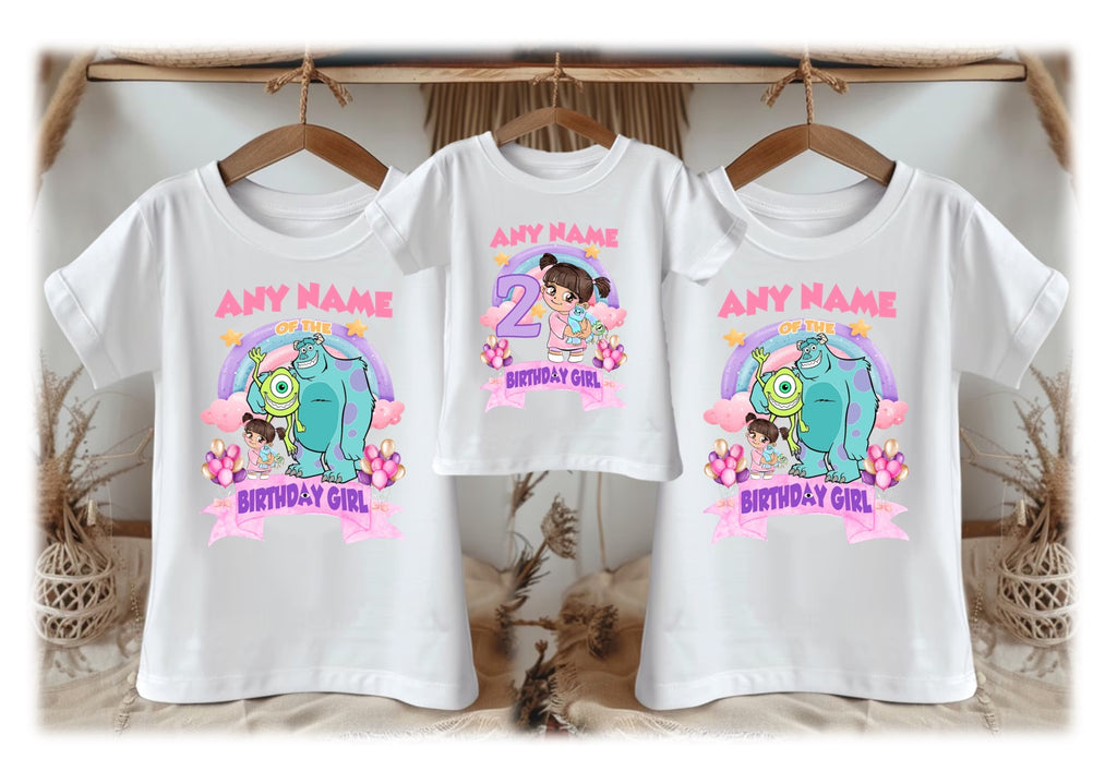 Monsters Inc Boo Personalized Custom White Family T-Shirt or Onesie Pack Theme Cake Smash Birthday Party