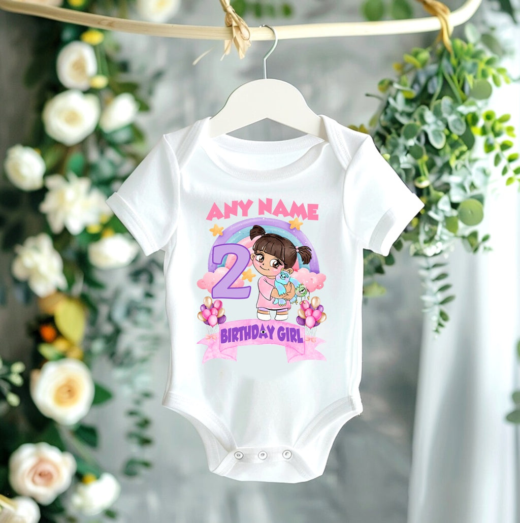 Monsters Inc Boo Personalized Custom White Family T-Shirt or Onesie Pack Theme Cake Smash Birthday Party