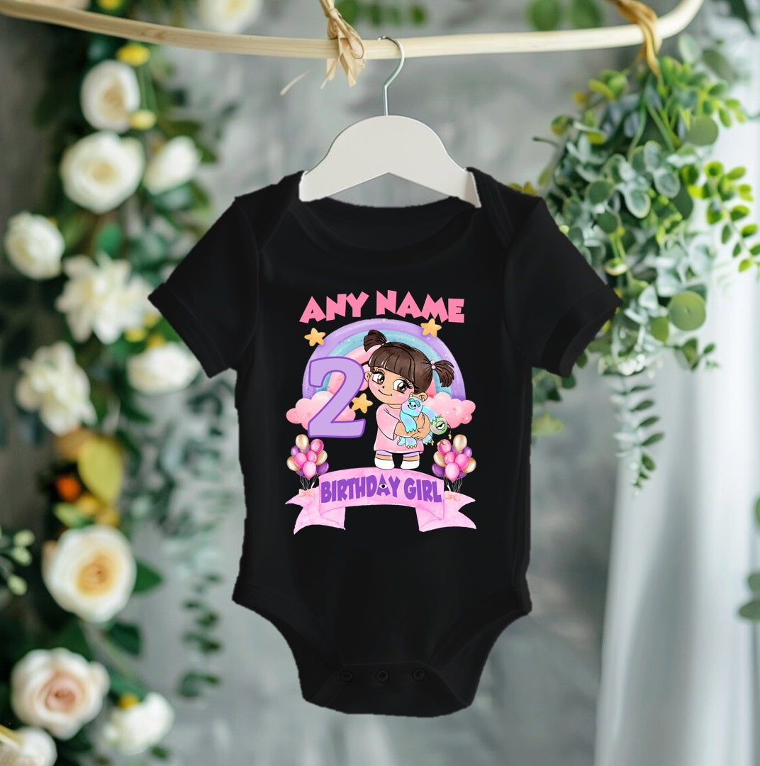 Monsters Inc Boo Personalized Custom Black T-Shirt or Onesie Theme Cake Smash Birthday Party