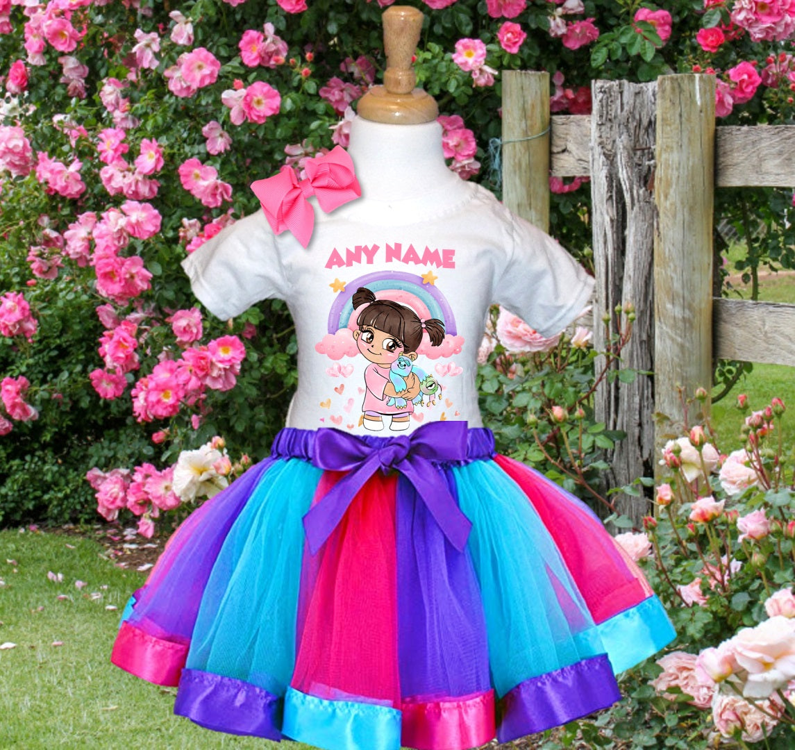 Monsters Inc Boo Tutu Set Girls Personalized Custom Hot Pink Blue Purple Ribbon Tutu Outfit Dress Theme Cake Smash Party