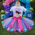 Monsters Inc Girl Boo Tutu Set Girls Personalized Custom Pink Blue Purple Ribbon Sewn Trim Tutu Outfit Dress Theme Cake Smash Party