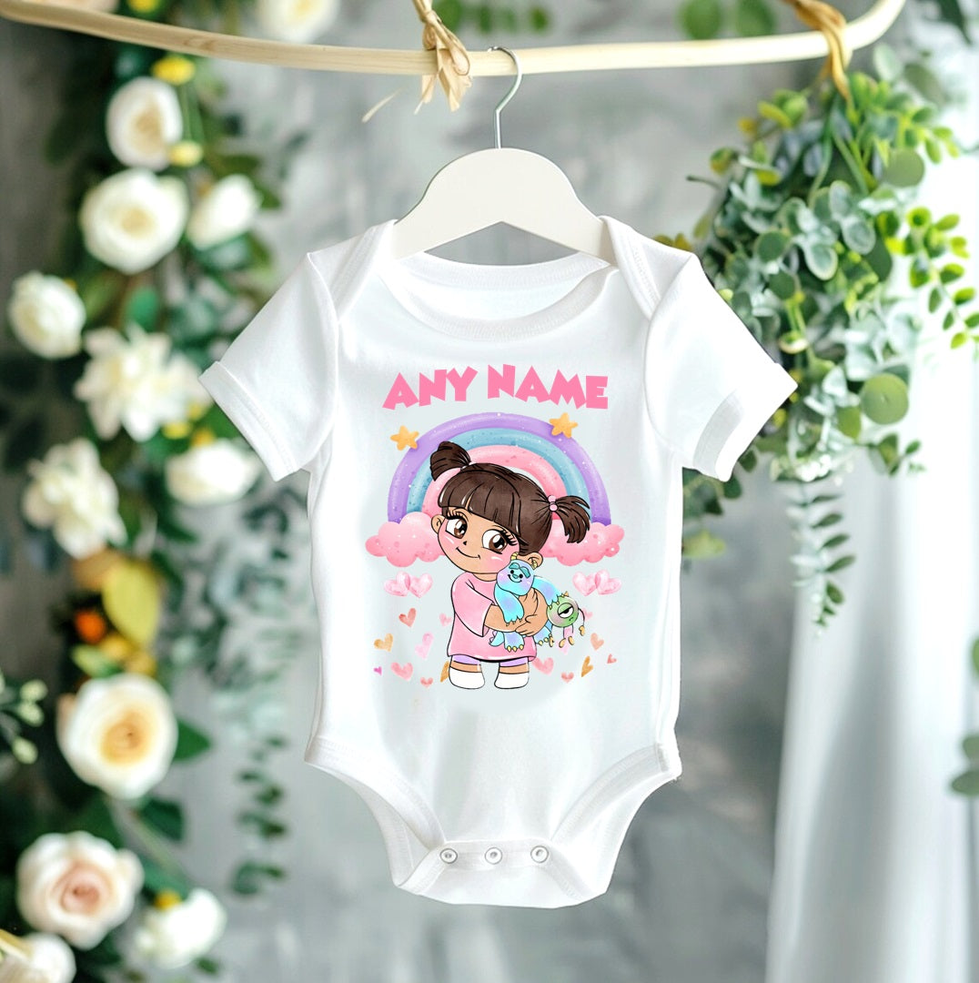 Monsters Inc Boo Personalized Custom White T-Shirt or Onesie Theme Cake Smash Party