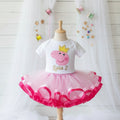 Peppa Pig Face Crown Tutu Set Girls Personalized Custom Pink Ribbon Sewn Trim Tutu Outfit Dress Theme Cake Smash Birthday