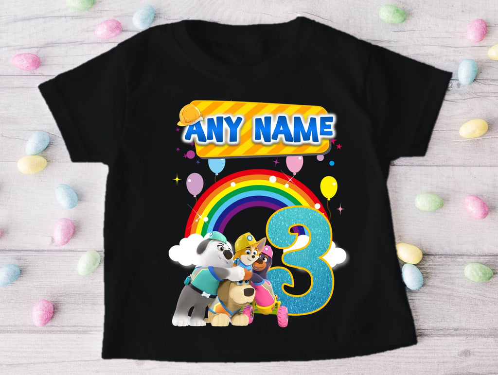 Pupstruction Personalized Custom Black Family T-Shirt or Onesie Pack Theme Cake Smash Birthday Party