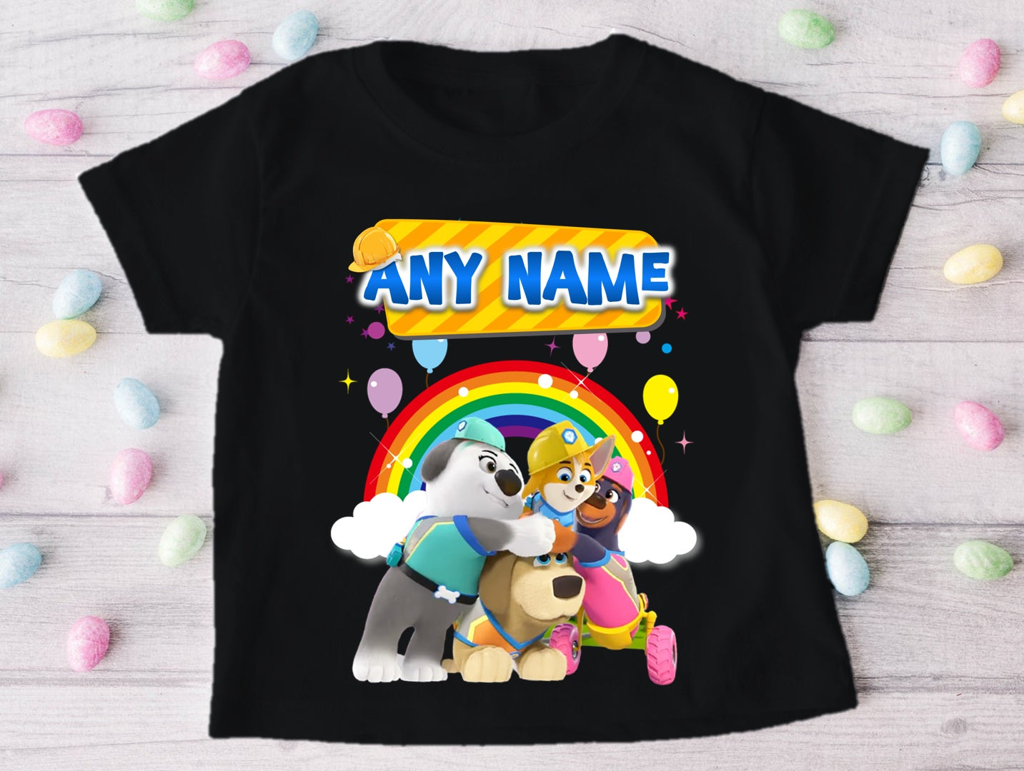 Pupstruction Personalized Custom Black T-Shirt or Onesie Theme Cake Smash Party