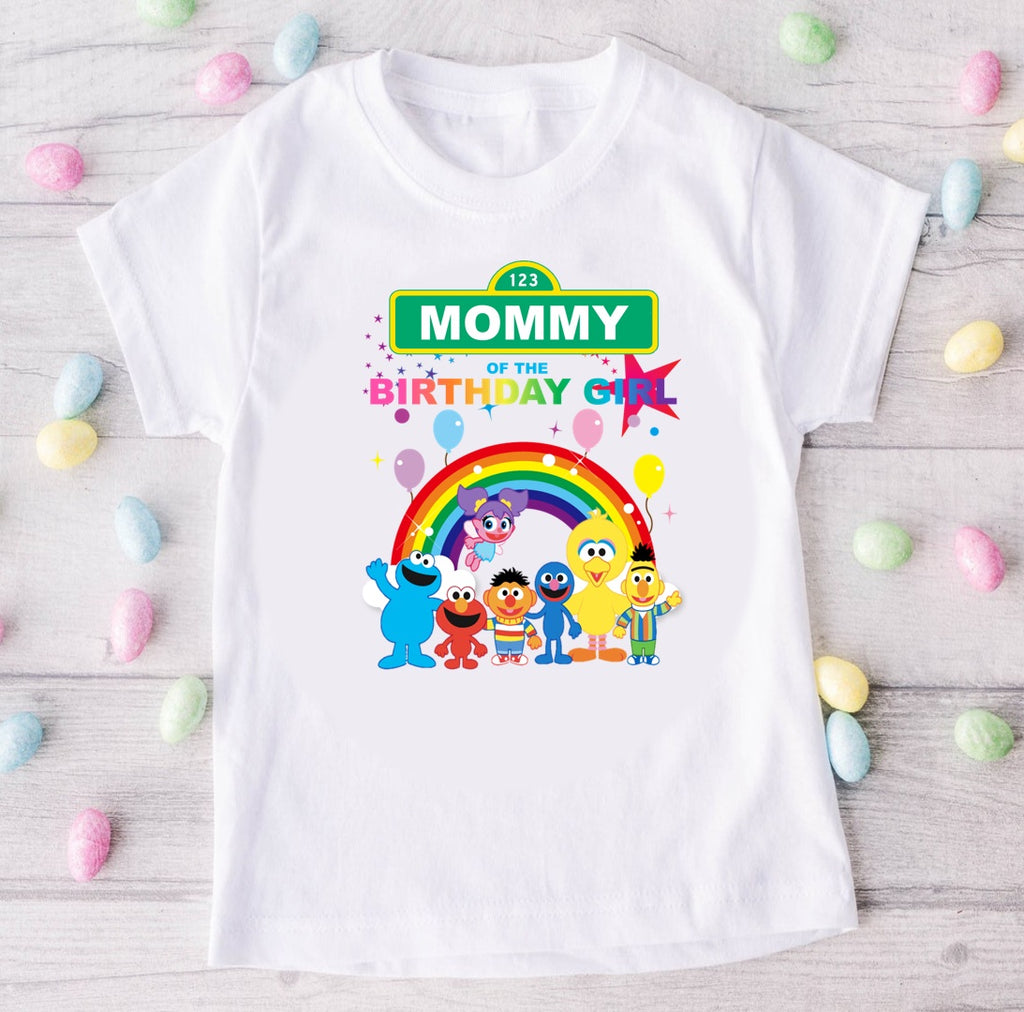 Sesame Street Chibi Cute Personalized Custom White Family T-Shirt or Onesie Pack Theme Cake Smash Birthday Party