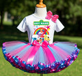 Sesame Street Chibi Cute Tutu Set Girls Personalized Custom Hot Pink Blue Purple Ribbon Sewn Trim Tutu Outfit Dress Theme Cake Smash Birthday Party