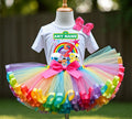 Sesame Street Chibi Cute Tutu Set Girls Personalized Custom Rainbow Ribbon Sewn Trim Tutu Outfit Dress Theme Cake Smash Birthday Party