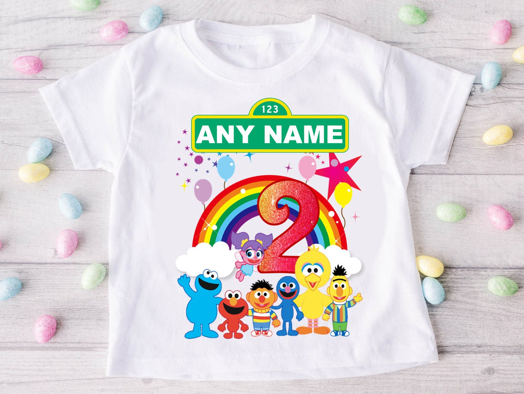 Sesame Street Chibi Cute Personalized Custom White Family T-Shirt or Onesie Pack Theme Cake Smash Birthday Party