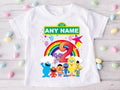 Sesame Street Chibi Cute Personalized Custom White T-Shirt or Onesie Theme Cake Smash Birthday Party