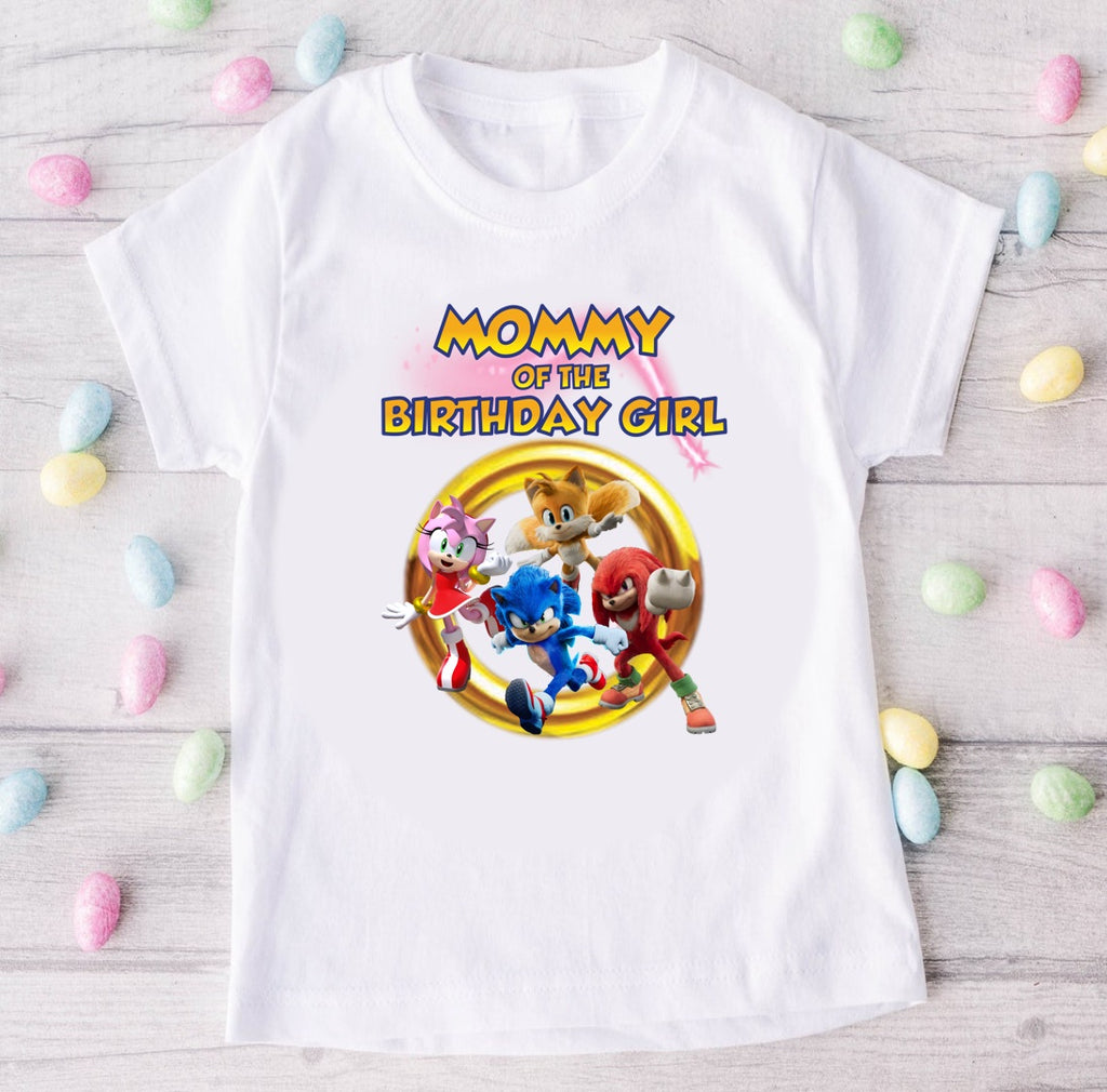 Sonic the Hedgehog Amy Rose Personalized Custom White Family T-Shirt or Onesie Pack Theme Cake Smash Birthday Party