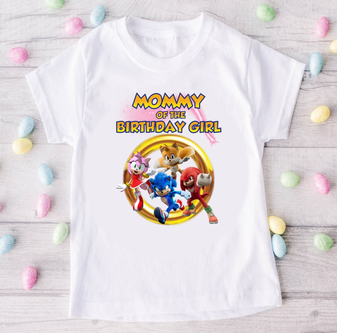 Sonic the Hedgehog Amy Rose Personalized Custom White Family T-Shirt or Onesie Pack Theme Cake Smash Birthday Party